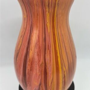 Vibrant Swirl Pattern Vase- Acrylic Pour Glass Vase - 7 “ tall x 5 “ wide